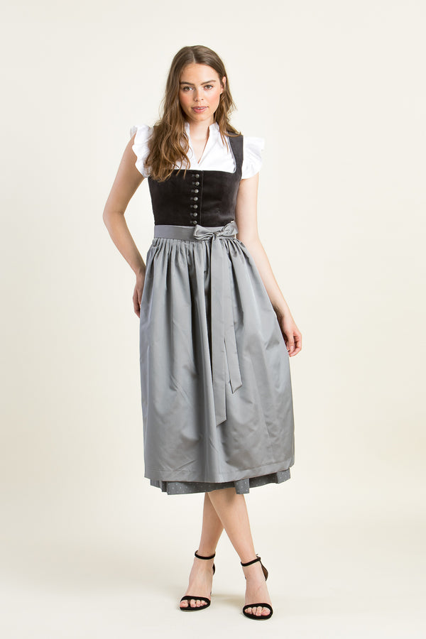 Berwin & Wolff Samtdirndl anthrazit Rückansicht | Berwin & Wolff Velvet Dirndl anthracite back view