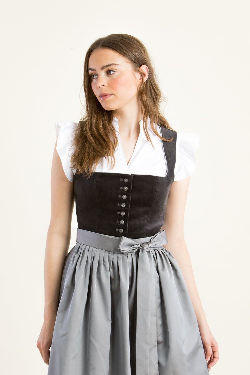 Berwin & Wolff Samtdirndl anthrazit Detail | Berwin & Wolff Velvet Dirndl anthracite detail