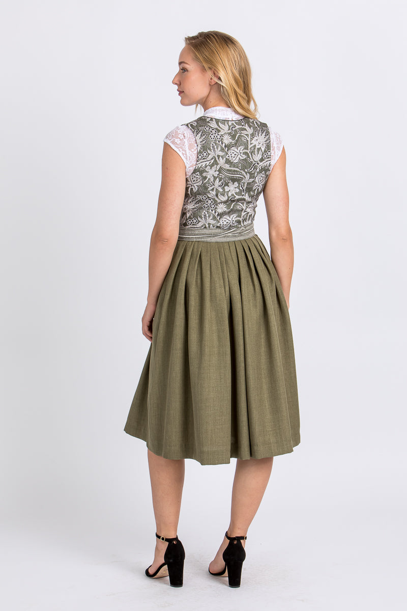Berwin & Wolff Waschdirndl Olivgrün Geblümt