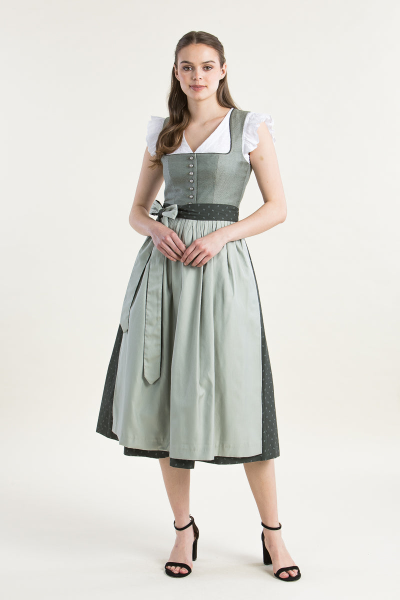 Berwin & Wolff Dirndl Olivgrün Jacquard Vorderansicht | Berwin & Wolff Dirndl olive green Jacquard front view