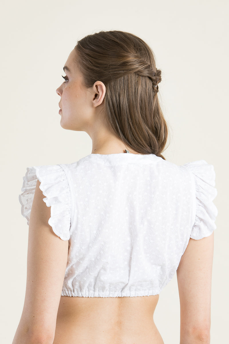 Berwin & Wolff Dirndlbluse Flügelarm weiß Blümchen Detail | Berwin & Wolff dirndl blouse cap sleeve white floral detail