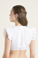 Berwin & Wolff Dirndlbluse Flügelarm weiß Blümchen Detail | Berwin & Wolff dirndl blouse cap sleeve white floral detail