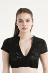 Berwin & Wolff Dirndlbluse V-Ausschnitt schwarz Vorderansicht | Berwin & Wolff Dirndl blouse V-neck black front view