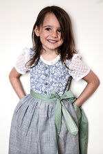 Berwin & Wolff Kinderdirndl jeansblau Vorderansicht | Berwin & Wolff children's dirndl denim blue front view