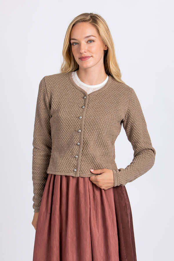 Berwin & Wolff Strickjanker Natur Vorderansicht | Berwin & Wolff knit jacket natural front view