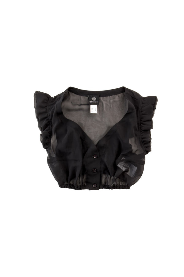 Hammerschmid Dirndlbluse Hanny Flügelarm schwarz Vorderansicht | Hammerschmid dirndl blouse Hanny cap-sleeve black front view