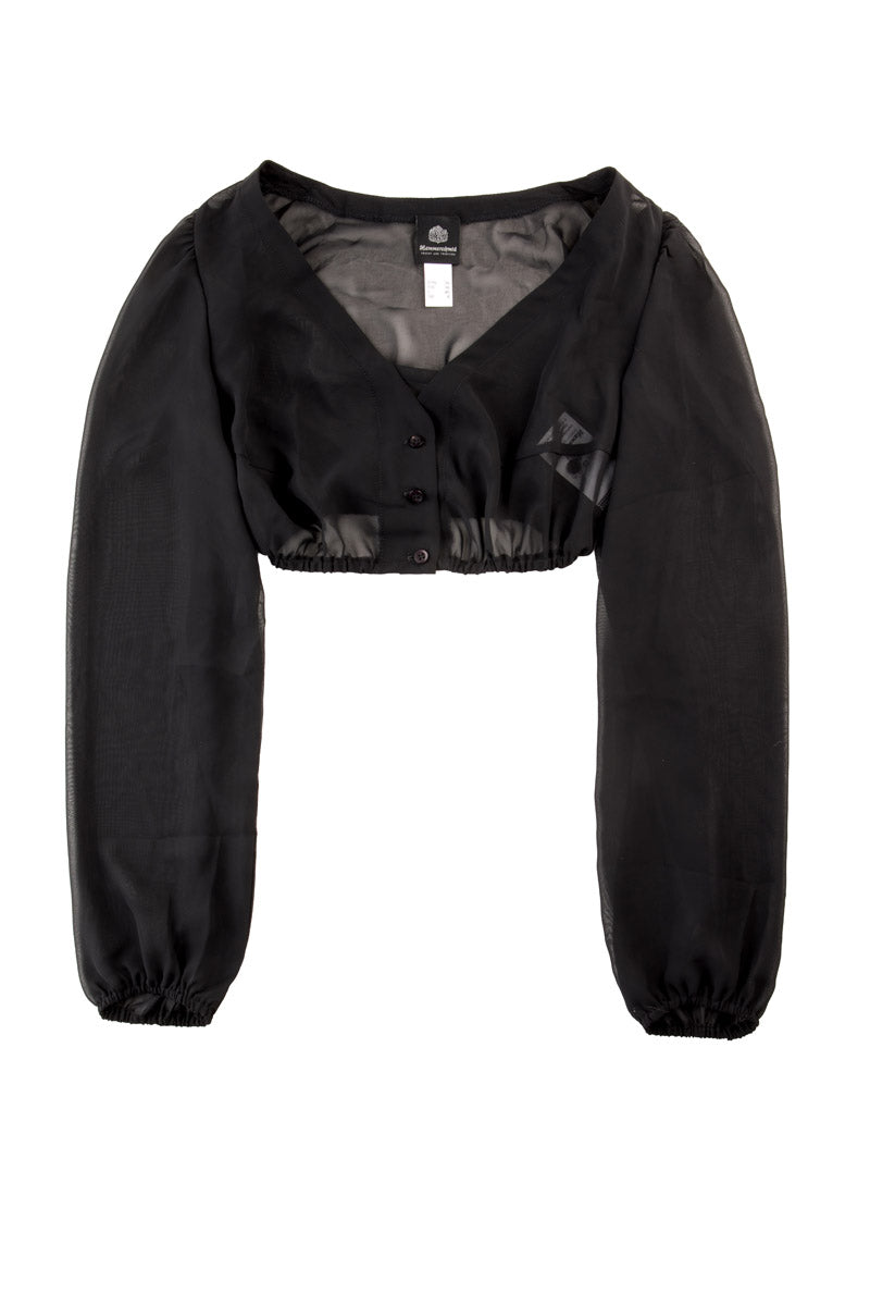 Hammerschmid Dirndlbluse Hanny Langarm schwarz Vorderansicht | Hammerschmid dirndl blouse Hanny long-sleeve black front view