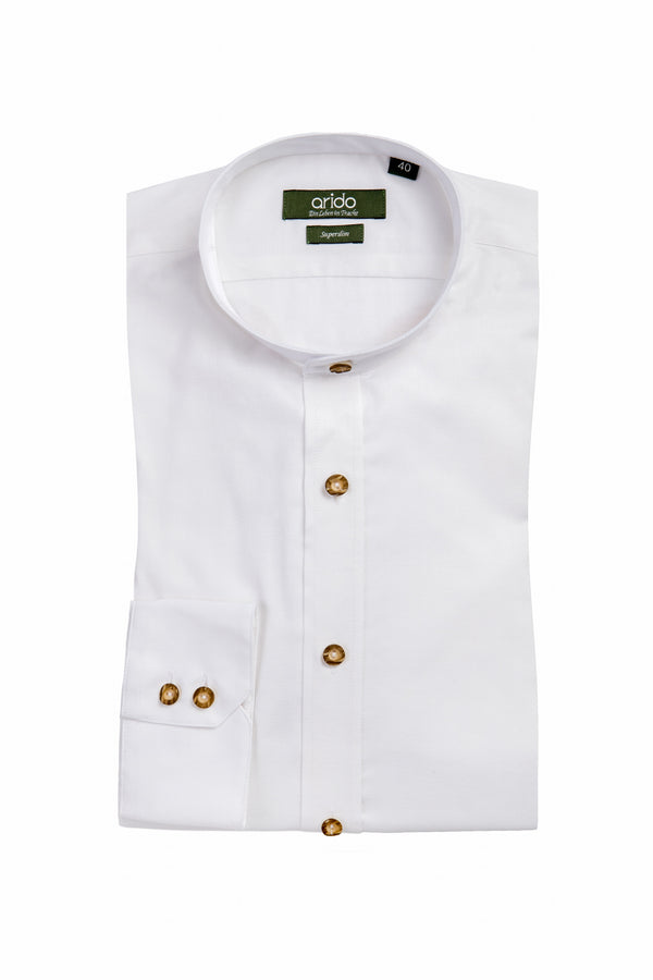 Arido Trachtenhemd weiß Vorderansicht | Arido Traditional Shirt White front view