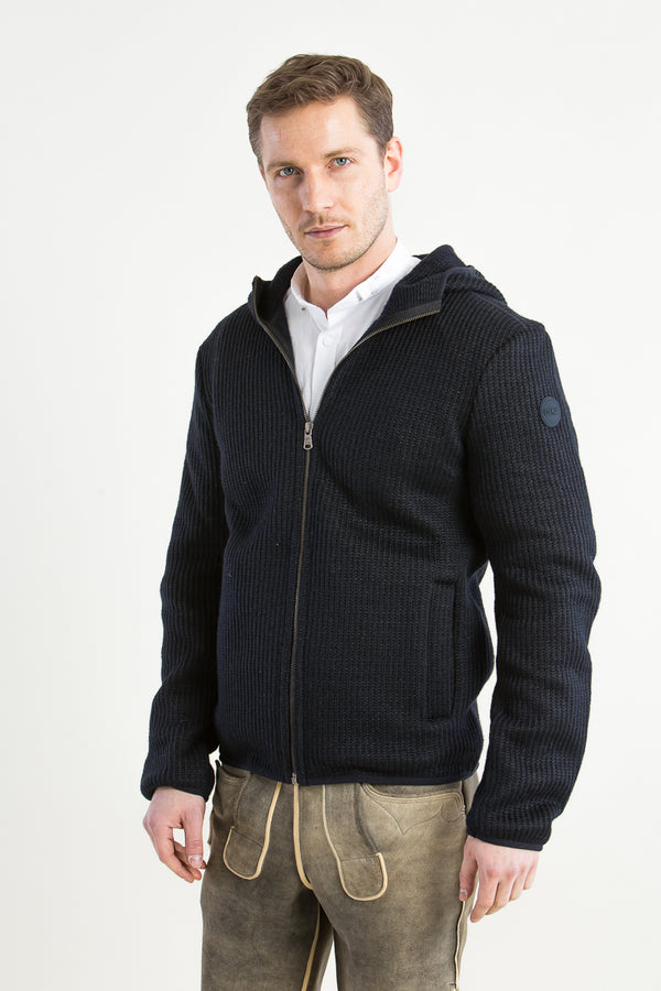 Colmar Strickjacke Kapuze navy Vorderansicht | Colmar Knit Jacket Hooded navy front view