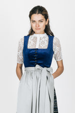 Almliebe Samtdirndl Koide Sophie blau Rückansicht | Almliebe velvet dirndl Koide Sophie blue back view