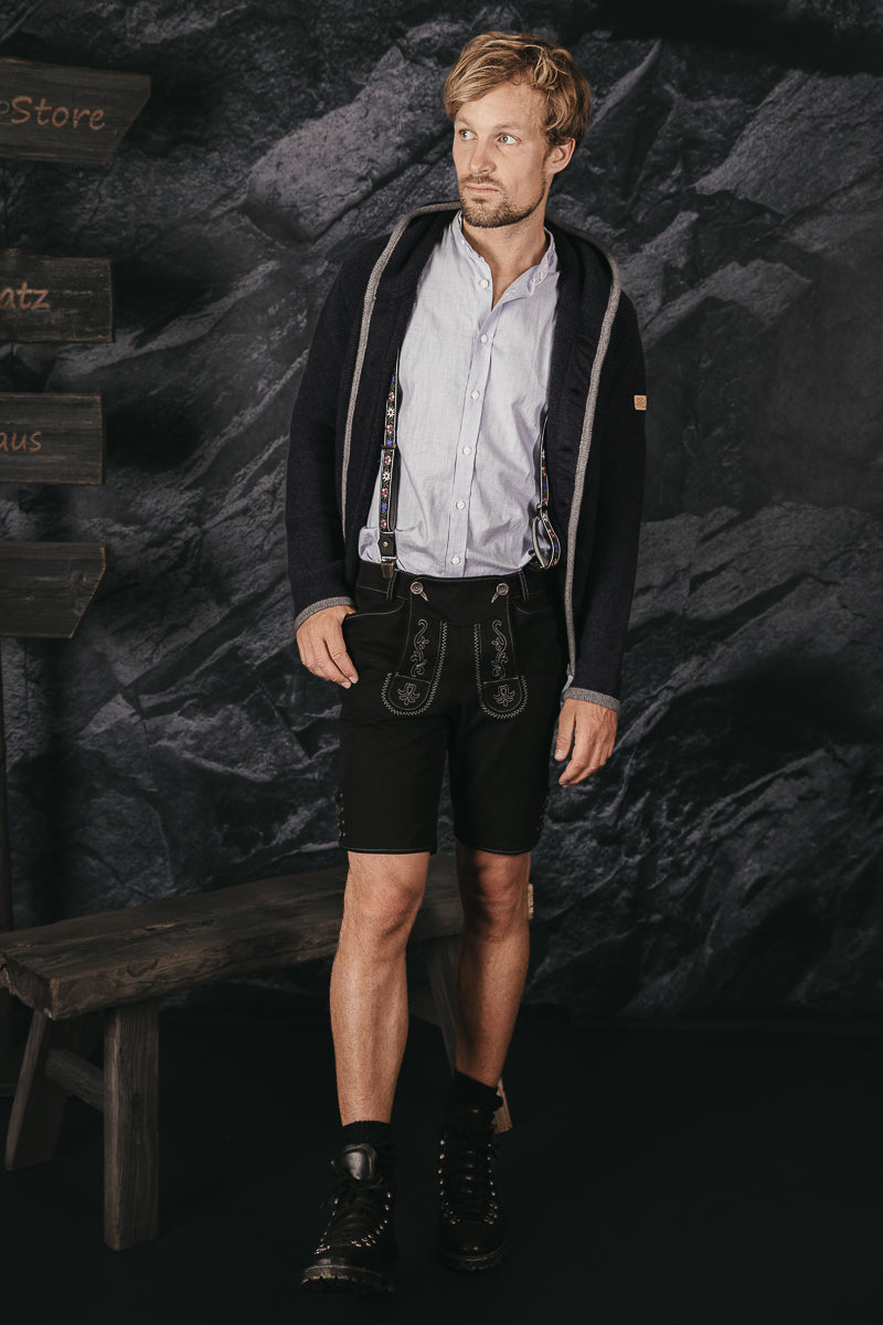 Almliebe Canvashose Wildspitze schwarz Vorderansicht | Almliebe canvas trousers Wildspitze black front view