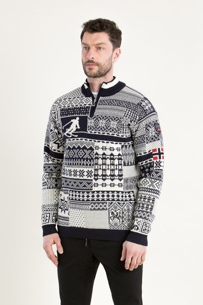 Dale of Norway Norwegerpulli History blau Vorderansicht | Dale of Norway Norwegian Pullover History blue front view
