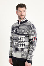 Dale of Norway Norwegerpulli History blau Detail | Dale of Norway Norwegian Pullover History blue detail