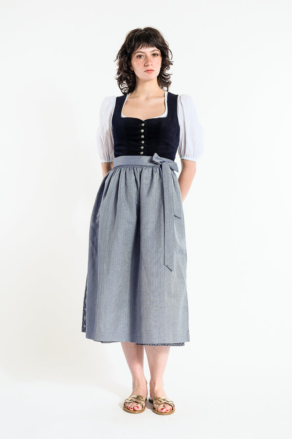 Wenger Samtdirndl Rena blau Vorderansicht | Wenger Velvet Dirndl Rena blue front view