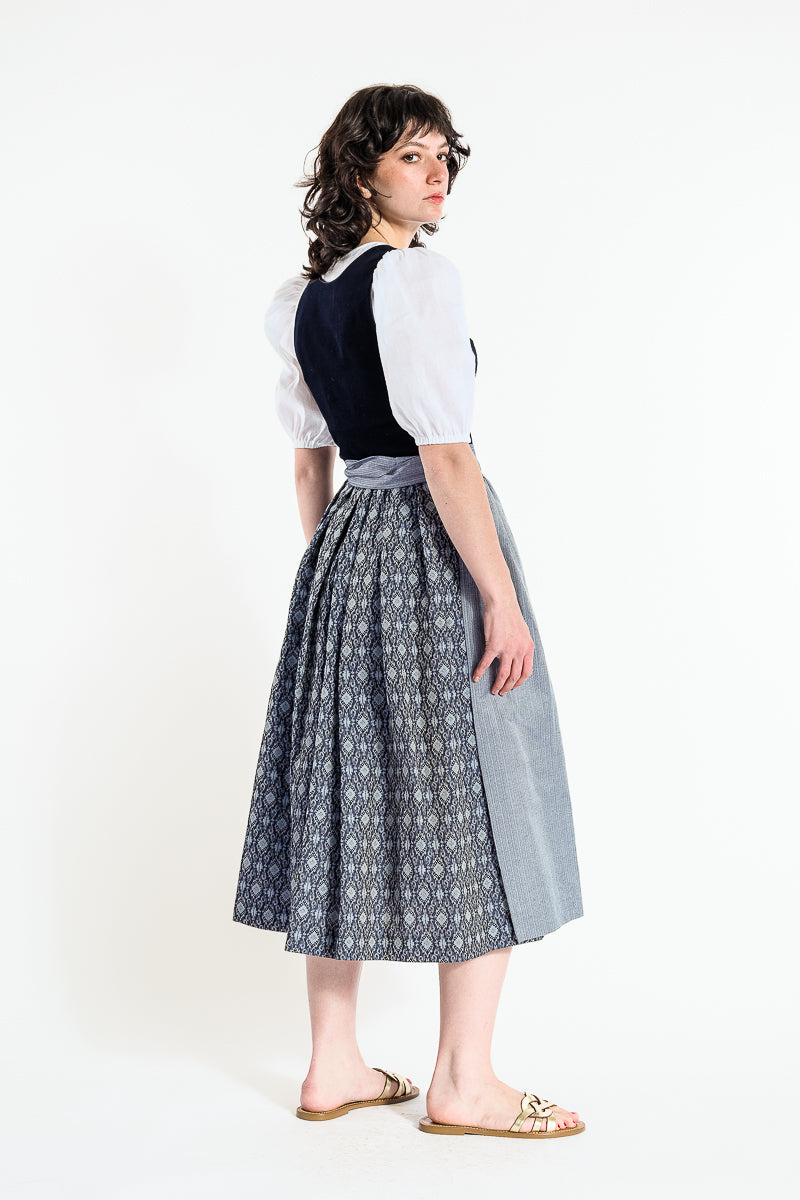 Wenger Samtdirndl Rena blau Rückansicht | Wenger Velvet Dirndl Rena blue back view