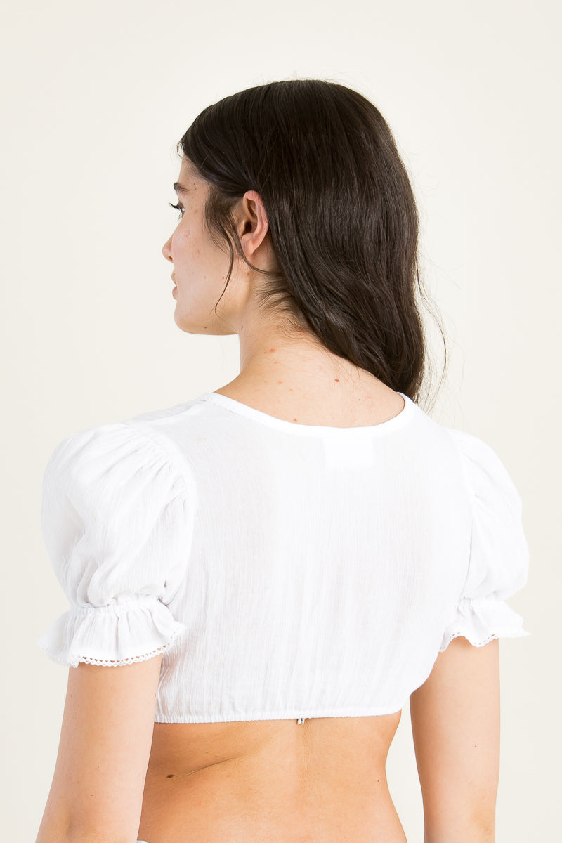 Wenger Dirndlbluse Fabienne weiß Rückansicht | Wenger dirndl blouse Fabienne white back view