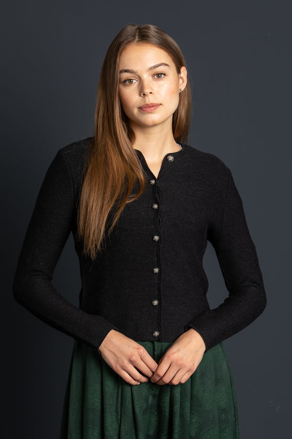 Gottseidank Strickjacke Aloisia lakritz Vorderansicht | Gottseidank Knit Cardigan Aloisia licorice front view