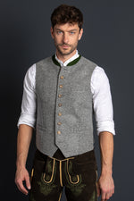 Loden Steiner Lodenweste Karl Pichl Grau Grün Detail | Loden Steiner Karl Pichl Grey, Fir green detail