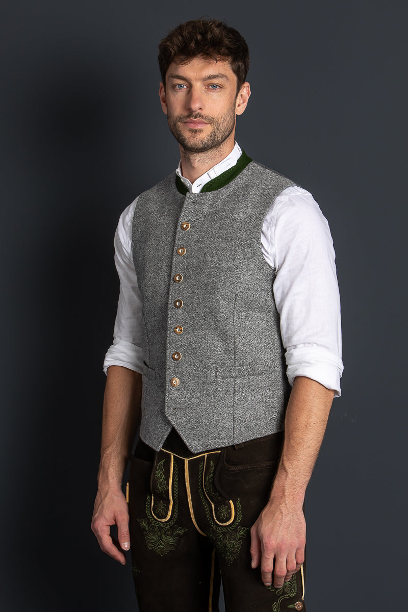 Loden Steiner Lodenweste Karl Pichl Grau Grün Getragen | Loden Steiner Karl Pichl Grey, Fir green worn