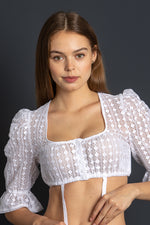 Gottseidank Dirndlbluse Traude weiß Vorderansicht | Gottseidank Dirndl Blouse Traude White front view