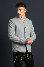 Almliebe Trachtenjanker Tschamsdara hellgrau Rückansicht | Almliebe traditional jacket Tschamsdara light grey back view
