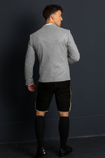 Almliebe Trachtenjanker Tschamsdara hellgrau Detail Stoff | Almliebe traditional jacket Tschamsdara light grey fabric detail