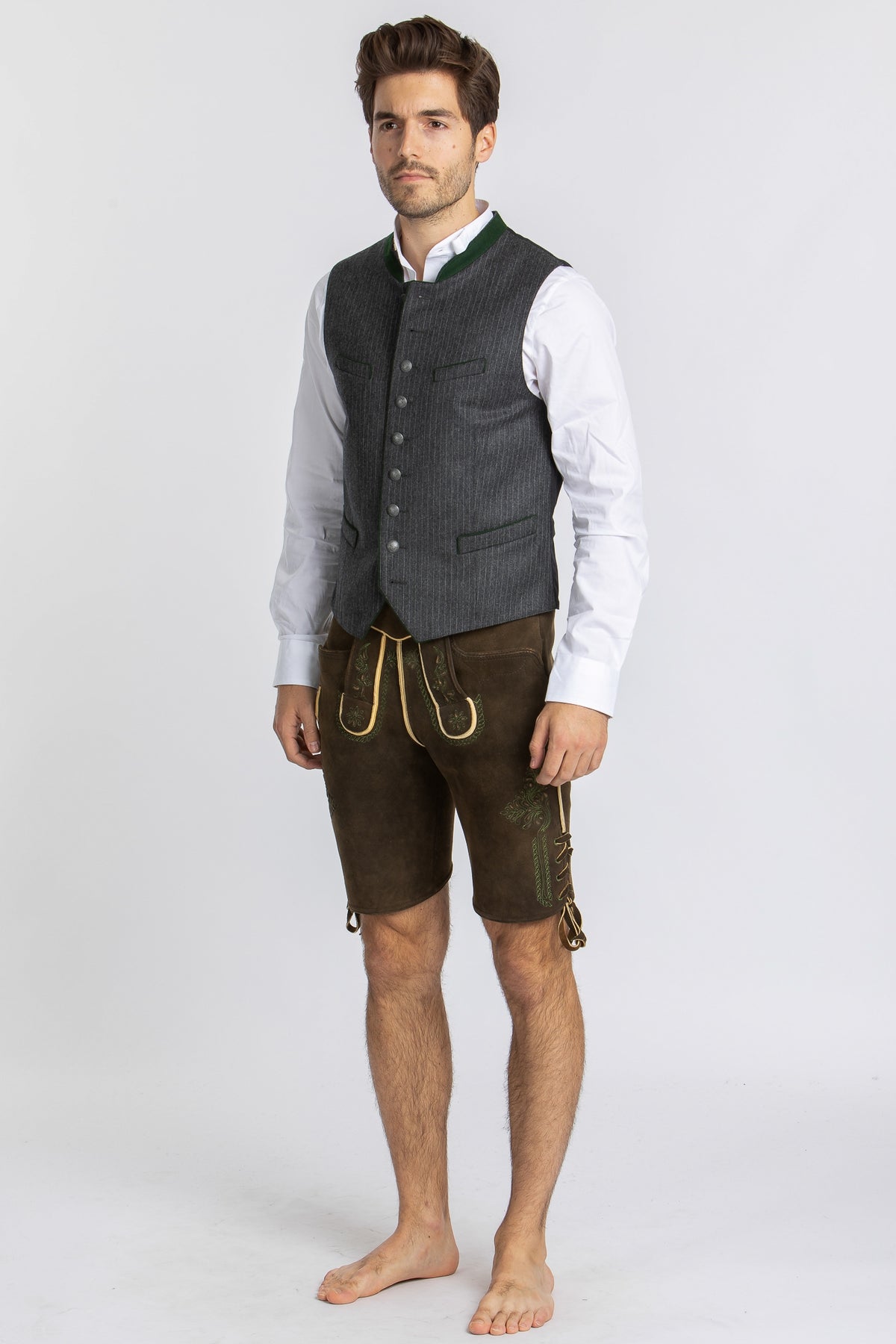 Meindl Hirschlederhose Salzburg nussbaum Rückansicht | Meindl Stag Leather Lederhosen Salzburg Walnut back view