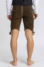 Meindl Hirschlederhose Salzburg nussbaum Detail | Meindl Stag Leather Lederhosen Salzburg Walnut detail