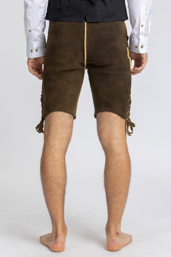 Meindl Hirschlederhose Salzburg nussbaum Detail | Meindl Stag Leather Lederhosen Salzburg Walnut detail