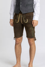 Meindl Hirschlederhose Salzburg nussbaum Detail | Meindl Stag Leather Lederhosen Salzburg Walnut detail