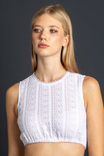 Berwin & Wolff Dirndlbluse ärmellos Spitzenoptik weiß Rückansicht | Berwin & Wolff dirndl blouse sleeveless lace look white back view