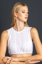 Berwin & Wolff Dirndlbluse ärmellos Spitzenoptik weiß Spitze Detail | Berwin & Wolff dirndl blouse sleeveless lace look white lace detail
