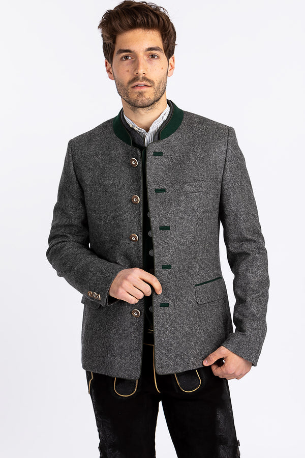 Amsel Trachtenjanker Schwabing grau melange Rückansicht | Amsel traditional jacket Schwabing grey melange back view