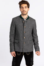 Amsel Trachtenjanker Schwabing grau melange Detail | Amsel traditional jacket Schwabing grey melange detail