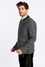 Amsel Trachtenjanker Schwabing grau melange Detail | Amsel traditional jacket Schwabing grey melange detail