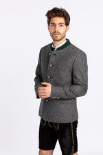 Amsel Trachtenjanker Schwabing grau melange Detail | Amsel traditional jacket Schwabing grey melange detail