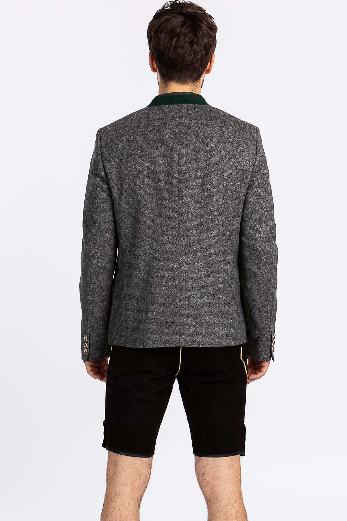 Amsel Trachtenjanker Schwabing grau melange Detail | Amsel traditional jacket Schwabing grey melange detail
