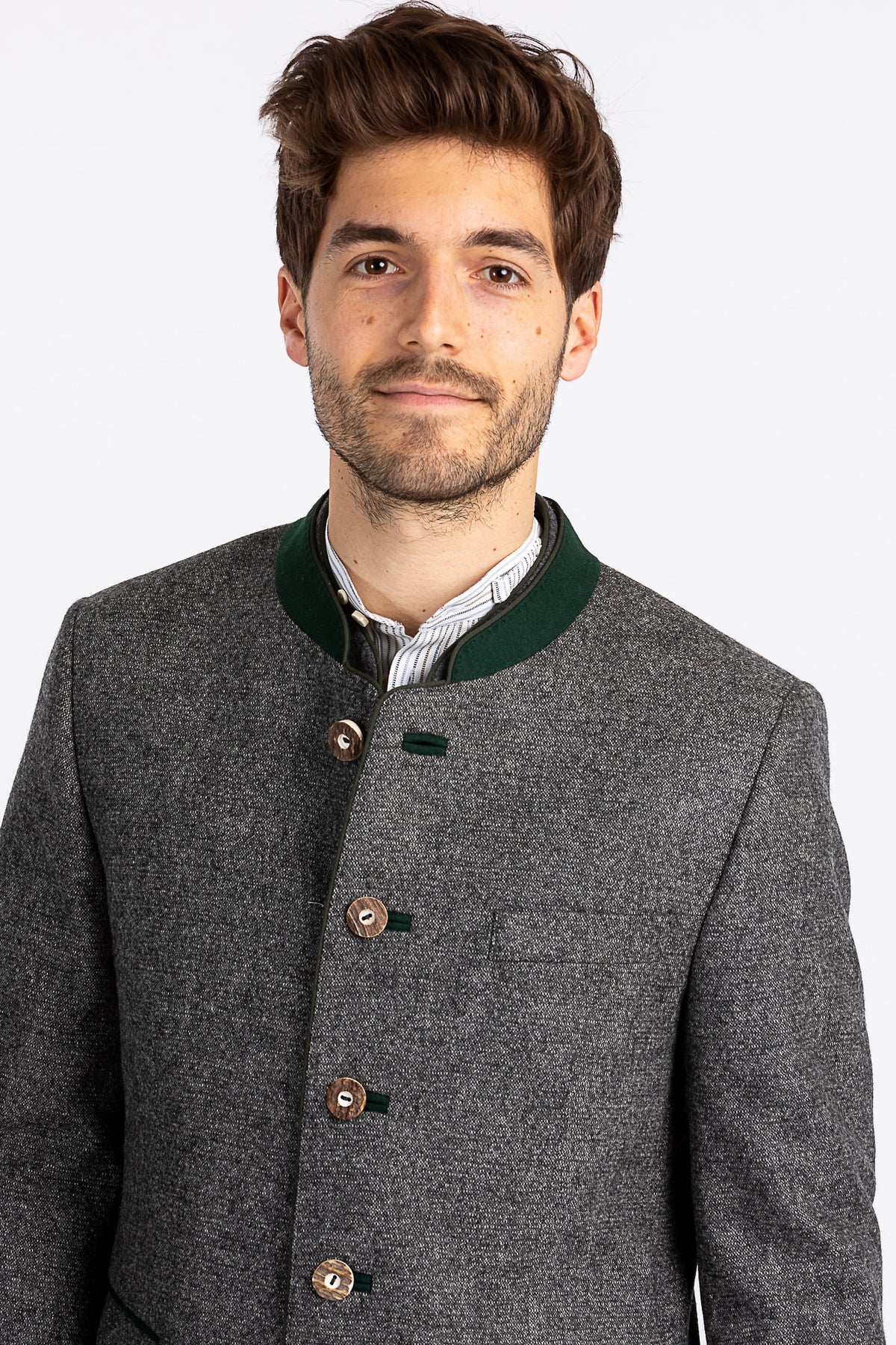 Amsel Trachtenjanker Schwabing grau melange Getragen | Amsel traditional jacket Schwabing grey melange worn