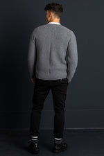 Liebling Strickjanker Thomas ohne Kapuze grau Vorderansicht | Liebling knitted janker Thomas without hood grey front view