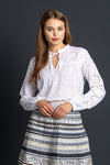Wallmann Trachtenbluse Langarm weiß Vorderansicht | Wallmann Long Sleeve Trachten Blouse white front view