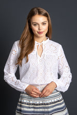 Wallmann Trachtenbluse Langarm weiß Rückansicht | Wallmann Long Sleeve Trachten Blouse white back view