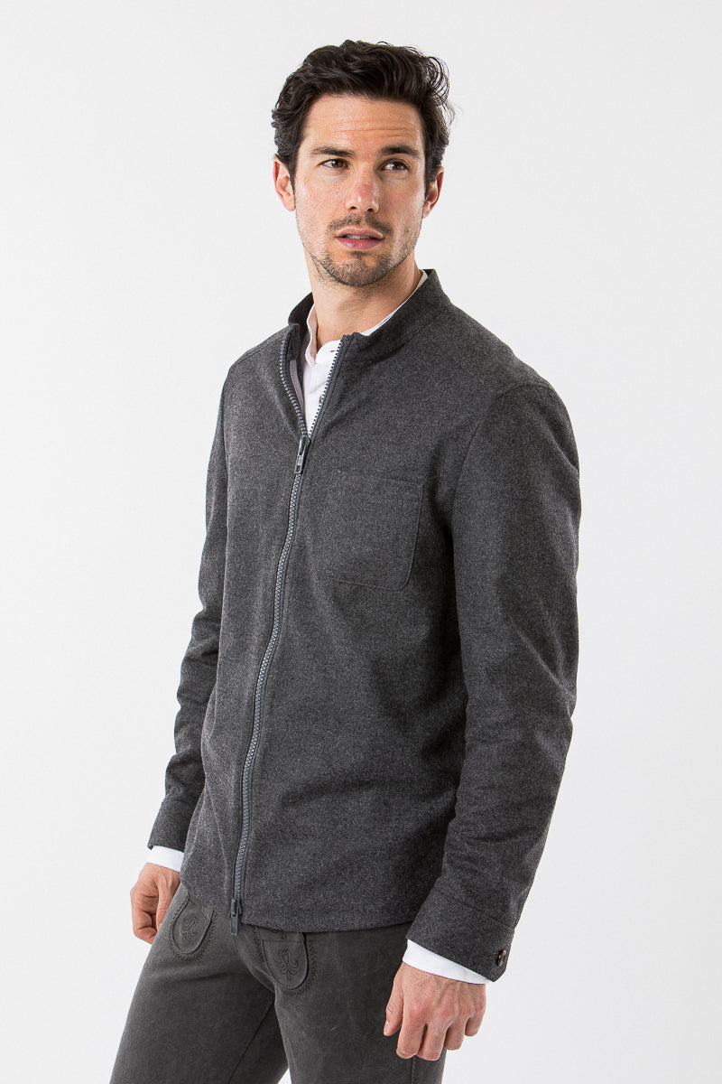 2964 Garmisch Lodenjacke Herren grau Detail | 2964 Garmisch loden jacket men grey detail