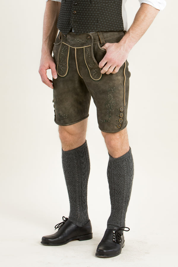 Ledergott Lederhose Leo antikbraun Vorderansicht | Ledergott Lederhose Leo antique brown front view