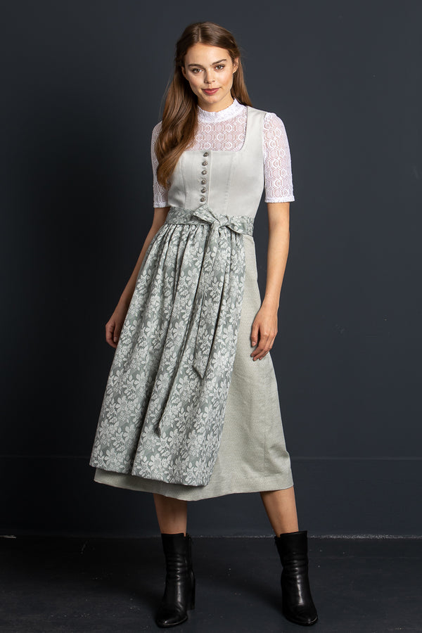 Almliebe Samtdirndl Boarische Braut grau Rückansicht | Almliebe velvet dirndl Boarische Braut grey back view