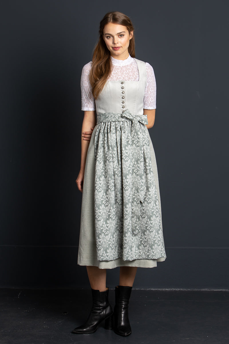 Almliebe Samtdirndl Boarische Braut grau Detail Mieder | Almliebe velvet dirndl Boarische Braut grey bodice detail
