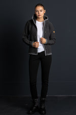 Liebling Kapuzenjanker Vera anthrazit Vorderansicht | Liebling hooded knit jacket Vera anthracite front view