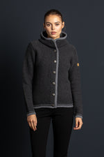 Liebling Kapuzenjanker Vera anthrazit Detail | Liebling hooded knit jacket Vera anthracite detail
