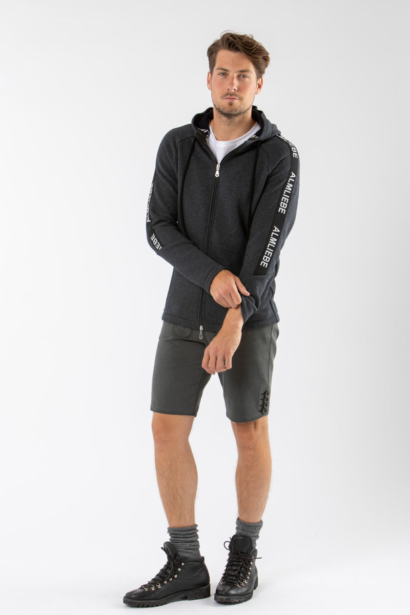 Almliebe Kapuzenjacke Herren Kranzberg Anthrazit Getragen | Almliebe Men's Hooded Jacket Kranzberg Anthracite worn