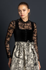 Almliebe Samtdirndl Wiesn Wunda schwarz/weiß