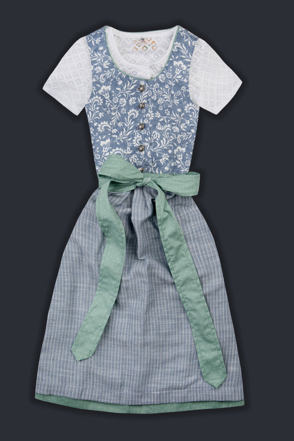 Berwin & Wolff Kinderdirndl jeansblau Rückansicht | Berwin & Wolff children's dirndl denim blue back view